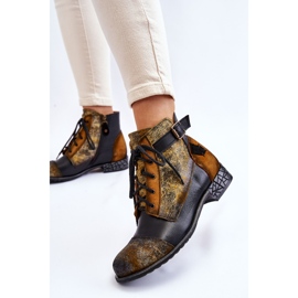 Botas de Cuero Mujer Zapatos Maciejka 05077-07 Amarillo-Negro 2