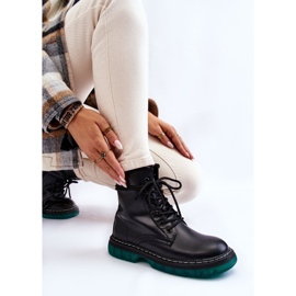 Botas De Mujer Con Cordones Y Suela Verde Black Trinah negro 5