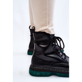 Botas De Mujer Con Cordones Y Suela Verde Black Trinah negro 4