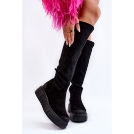 PL5 Botas de ante con plataforma hasta la rodilla Black Spectrum negro 1