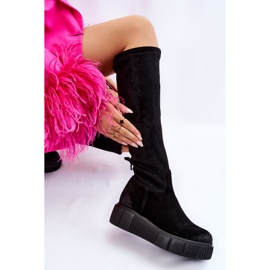 PL5 Botas de ante con plataforma hasta la rodilla Black Spectrum negro 4
