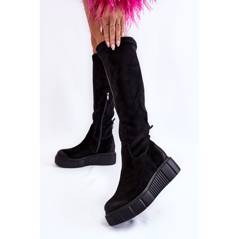 PL5 Botas de ante con plataforma hasta la rodilla Black Spectrum negro 2