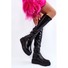 PL5 Botas hasta la rodilla con plataforma lacada Black Spectrum negro 6