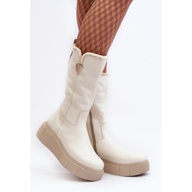Botas Mujer Lana Piel Crema Bayla beige 4