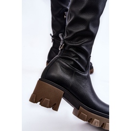 PL5 Botas sobre la rodilla de cuero de mujer de moda Negro Venise 5
