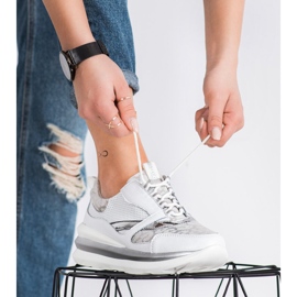 ARTIKER Zapatillas de piel en blanco y gris 2