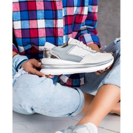 ARTIKER Zapatos deportivos de cuero con cordones blanco gris multicolor 1