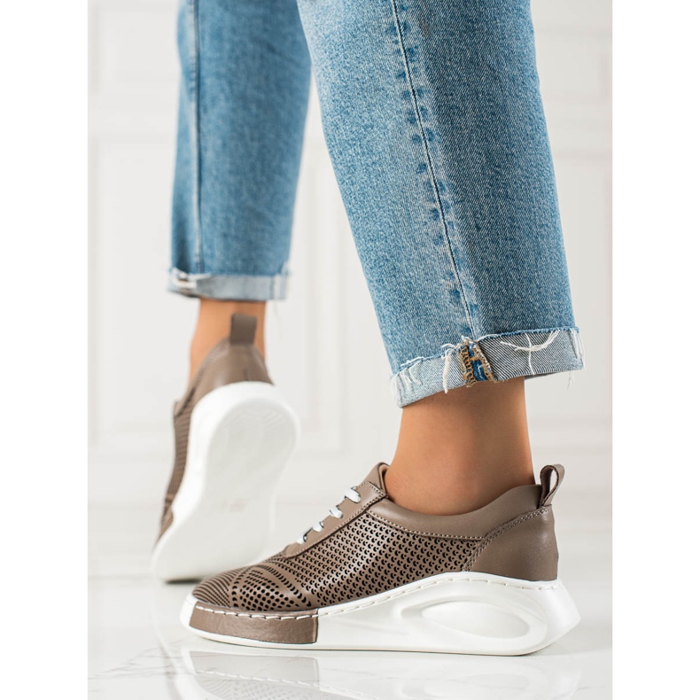 ARTIKER Zapatillas de piel ligera marrón 1