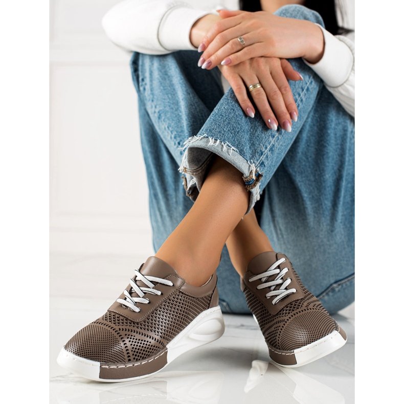 ARTIKER Zapatillas de piel ligera marrón 2