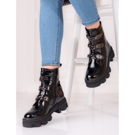 Clásicas botas Shelovet bajas de mujer fabricadas en ante ecológico negro 4