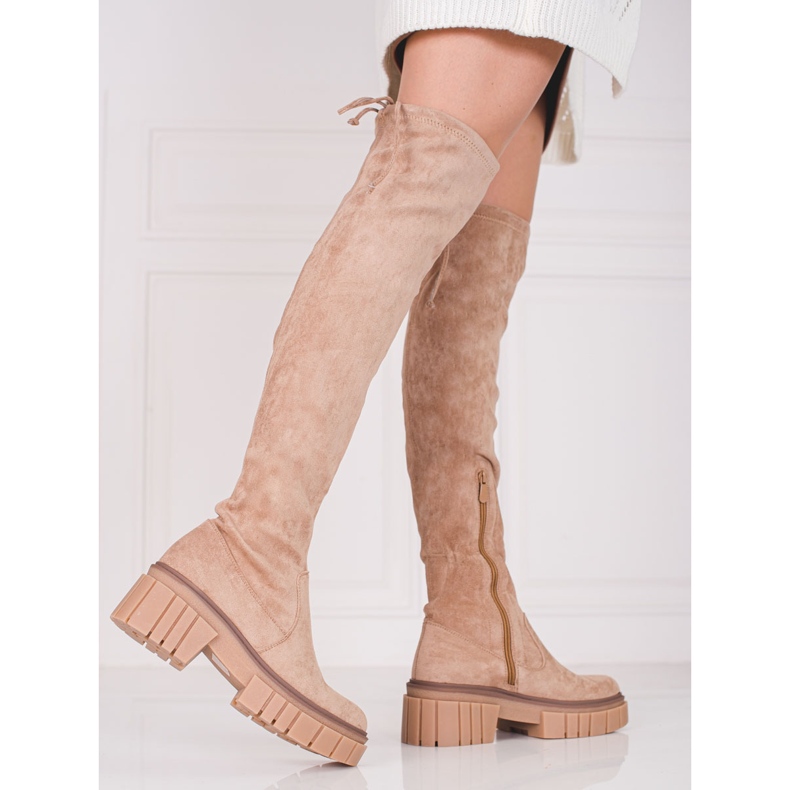 Mosqueteras Shelovet mujer plataforma ante beige 1