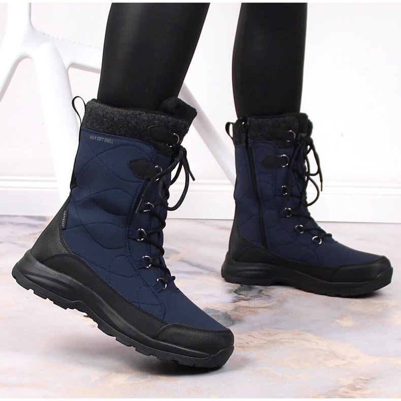 Botas de nieve impermeables y aislantes para mujer azul marino DK 2 Botas de nieve impermeables y aislantes para mujer azul marino DK 2