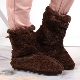 BM Pantuflas altas de piel calentadas para mujer marrón Stella 7