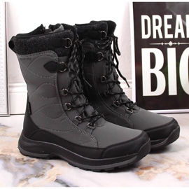 Botas de nieve impermeables con cordones y cremallera DK 2105 grises 2 Botas de nieve impermeables con cordones y cremallera DK 2105 grises 2