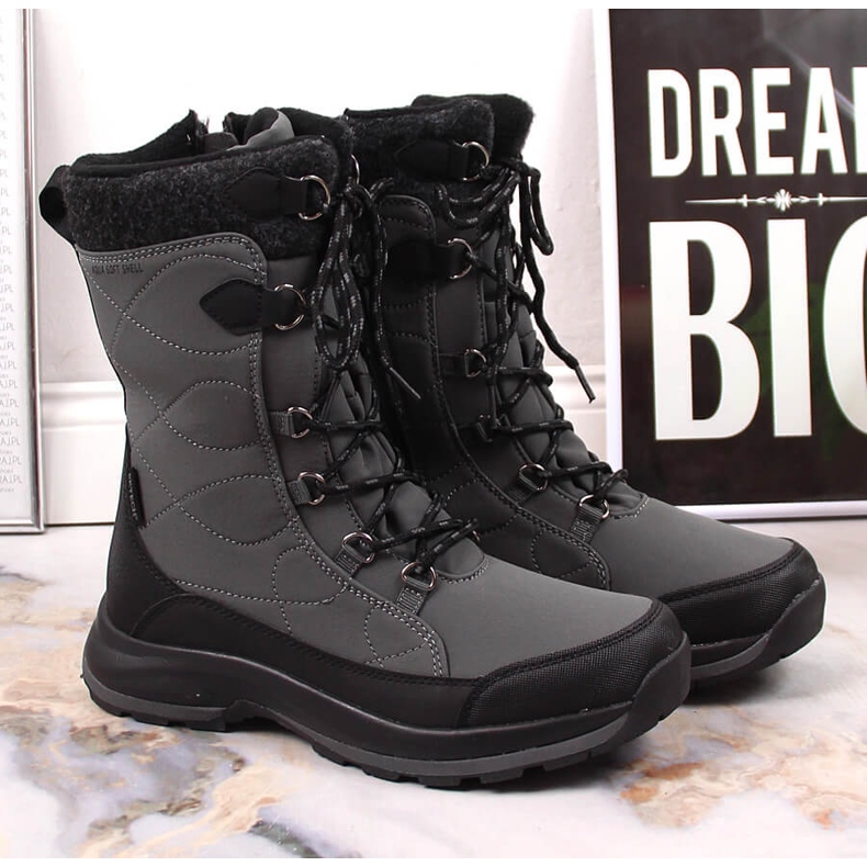 Botas de nieve impermeables con cordones y cremallera DK 2105 grises 2 Botas de nieve impermeables con cordones y cremallera DK 2105 grises 2