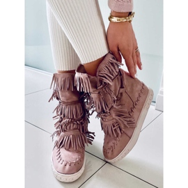 BM Zapatillas Peggy Pink de ante con flecos rosado 3
