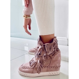 BM Zapatillas Peggy Pink de ante con flecos rosado 1