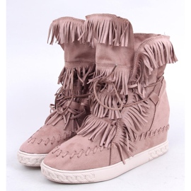BM Zapatillas Peggy Pink de ante con flecos rosado 5