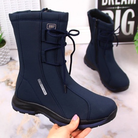 Botas de nieve impermeables para mujer, azul marino DK 3
