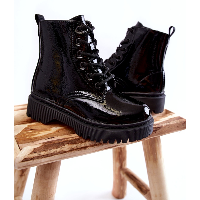 Vinceza Botas Infantiles Lacadas Con Cremallera Julie Negro 3