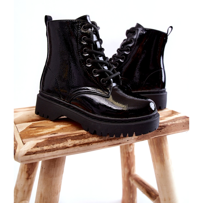 Vinceza Botas Infantiles Lacadas Con Cremallera Julie Negro 1