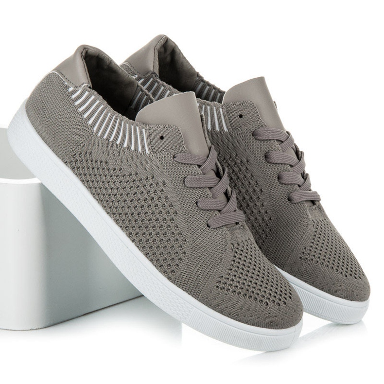 Ideal Shoes Deportivas de mujer textil gris 1