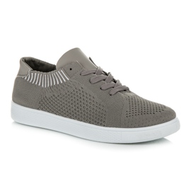 Ideal Shoes Deportivas de mujer textil gris 2
