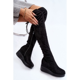 BM Botas Altas Mujer Cuña Muslo Negras Elori negro 6