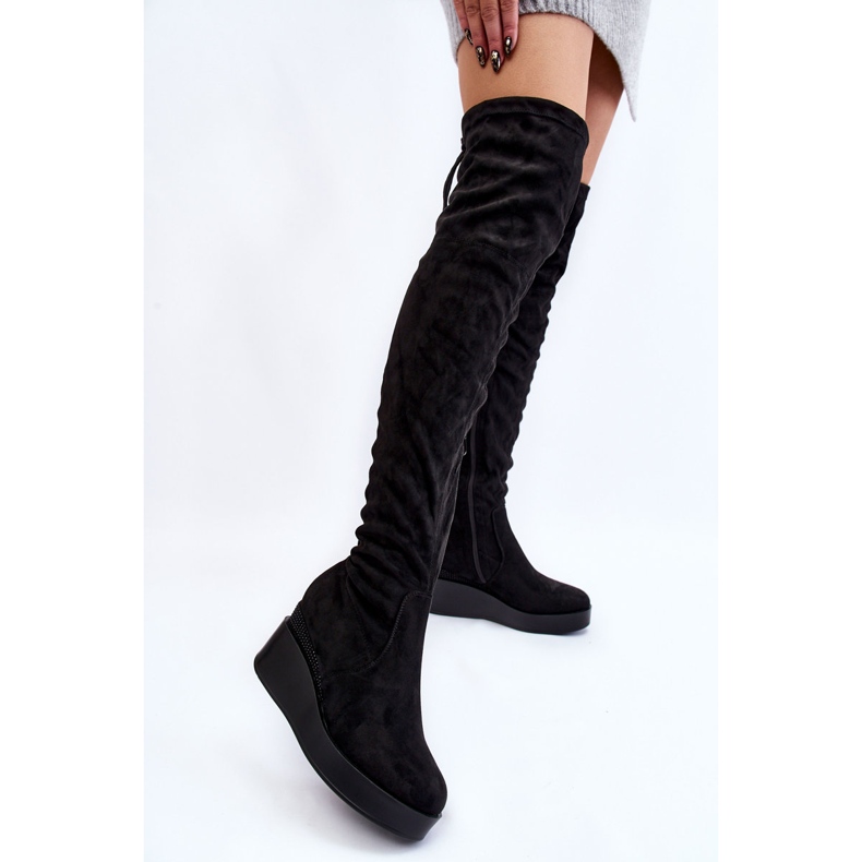BM Botas Altas Mujer Cuña Muslo Negras Elori negro 2 BM Botas Altas Mujer Cuña Muslo Negras Elori negro 2