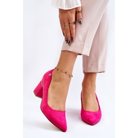 Zapatos De Tacón Alto De Ante Clásicos Con Adorno Derren Fucsia rosado 1