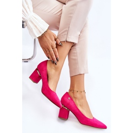 Zapatos De Tacón Alto De Ante Clásicos Con Adorno Derren Fucsia rosado 7