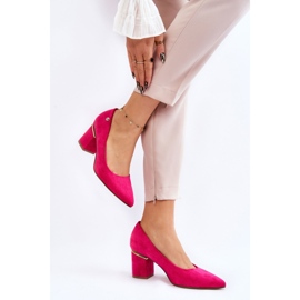 Zapatos De Tacón Alto De Ante Clásicos Con Adorno Derren Fucsia rosado 5