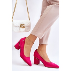 Zapatos De Tacón Alto De Ante Clásicos Con Adorno Derren Fucsia rosado 3