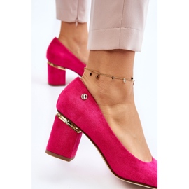 Zapatos De Tacón Alto De Ante Clásicos Con Adorno Derren Fucsia rosado 4