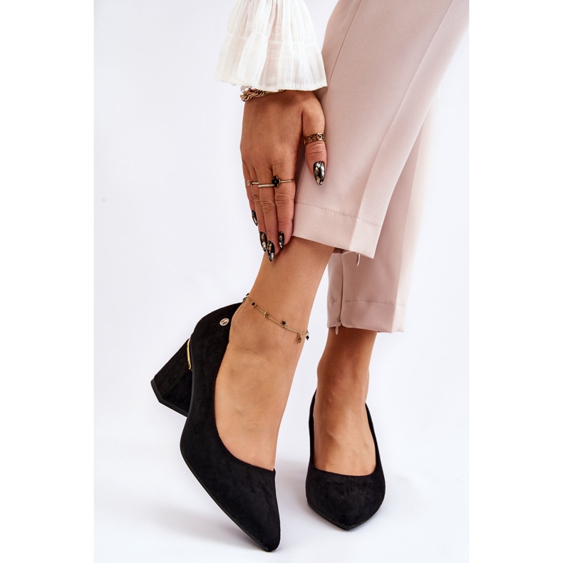 PS1 Zapatos De Salón Clásicos De Tacón Alto De Ante Con Decoración Derren Negra negro 1