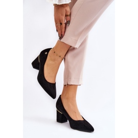 PS1 Zapatos De Salón Clásicos De Tacón Alto De Ante Con Decoración Derren Negra negro 3