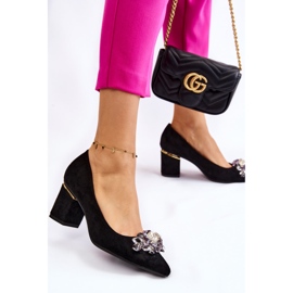 PS1 Zapatos De Salón Elegantes De Ante Con Adorno Elianne Negro 2