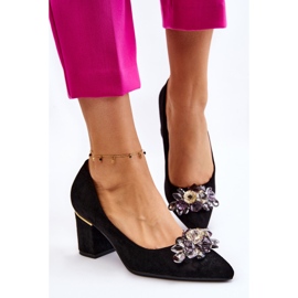 PS1 Zapatos De Salón Elegantes De Ante Con Adorno Elianne Negro 5