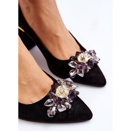 PS1 Zapatos De Salón Elegantes De Ante Con Adorno Elianne Negro 7