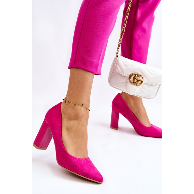 PS1 Bombas De Ante En Un Tacón De Moda Fucsia Estellia rosa 2