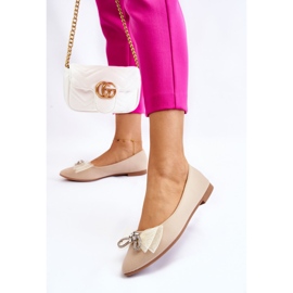 Bailarinas De Mujer En Punta Con Lazo Decorativo Beige Luminoso 6