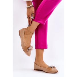 Bailarinas De Mujer En Punta Con Lazo Decorativo Beige Oscuro Luminoso 3