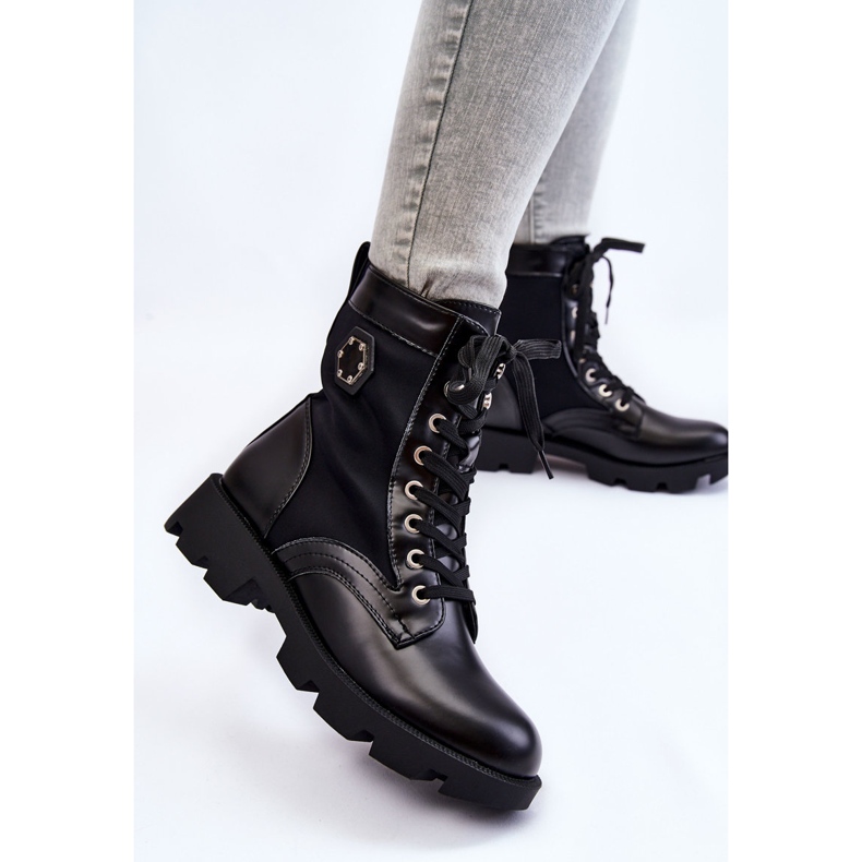 PG1 Botas Trapper con cordones para mujer con Warming Black Nomi negro 2