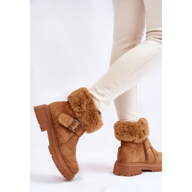 PG1 Botas De Mujer Con Cremallera De Ante Con Pelo Camel Conquer marrón 3