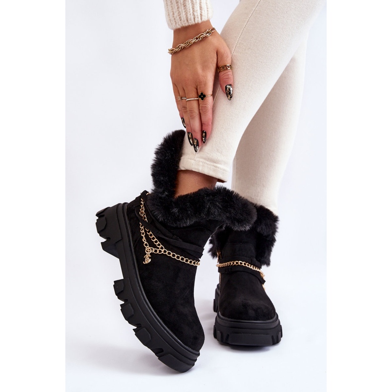 PM1 Botas Mujer Ante Con Cadena Decorativa Negro Respecto 1