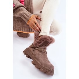 PM1 Botas Mujer Ante Con Cadena Decorativa Marron Claro Respecto marrón 5