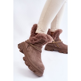 PM1 Botas Mujer Ante Con Cadena Decorativa Marron Claro Respecto marrón 2