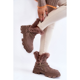 PM1 Botas Mujer Ante Con Cadena Decorativa Marron Claro Respecto marrón 3