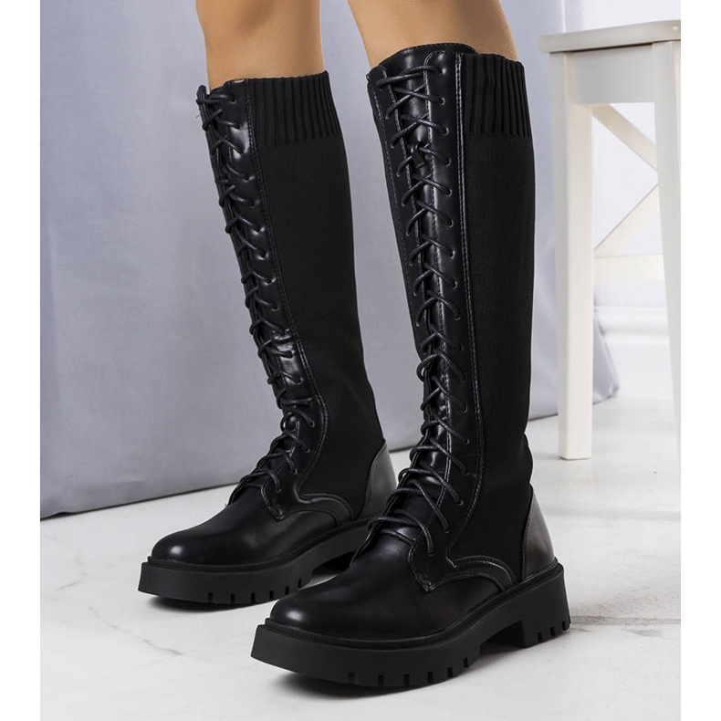 BM Botas con cordones negras de Monren negro 1