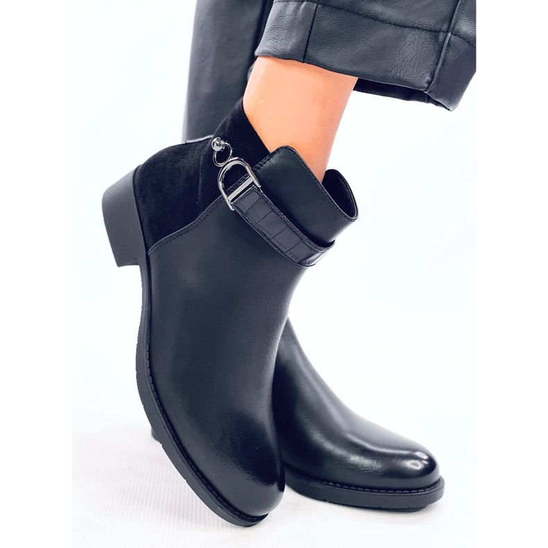 Botines Chelsea de mujer plena flor y ante, Amil Black negro 2 Botines Chelsea de mujer plena flor y ante, Amil Black negro 2